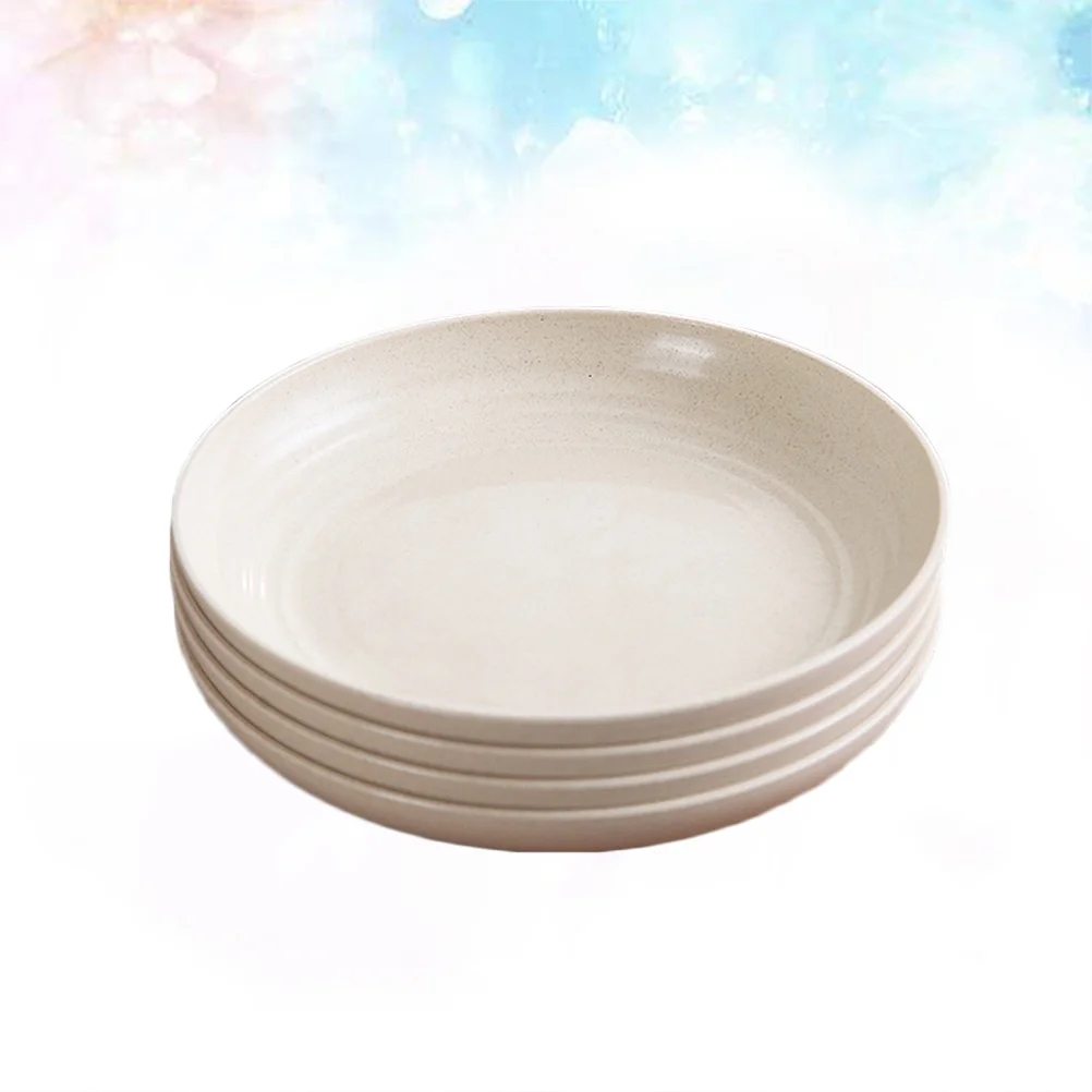 4pcs Round Platters -resistant Dinner Plate Food Platter for Home Restaurant (Beige)