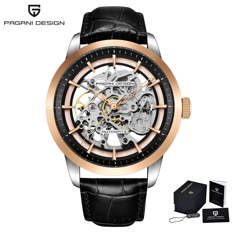 PAGANI DESIGN 2026 New Skeleton Men's Mechanical Watches Top Luxury Automatic Watch Men Blue Leather Waterproof Wrist Watch Men image 3