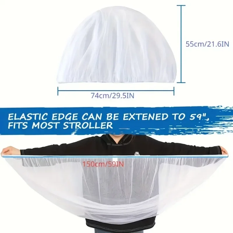 Mosquitera elástica blanca transpirable, poliéster duradero para cochecitos y cunas, fácil instalación, perfecta para uso en interiores y exteriores