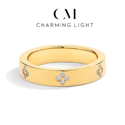CHARMING Elegent Flowers Shape Round Cut S925 Sterling Silver 18k Gold Plated Moissanite Rings For Women Wedding Fine Jewelry