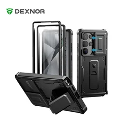 Dexnor For Samsung Galaxy S25 Ultra 2025 Case Full Body Rugged Case with Camera Cover & Built-in Screen Protector Kickstand Case