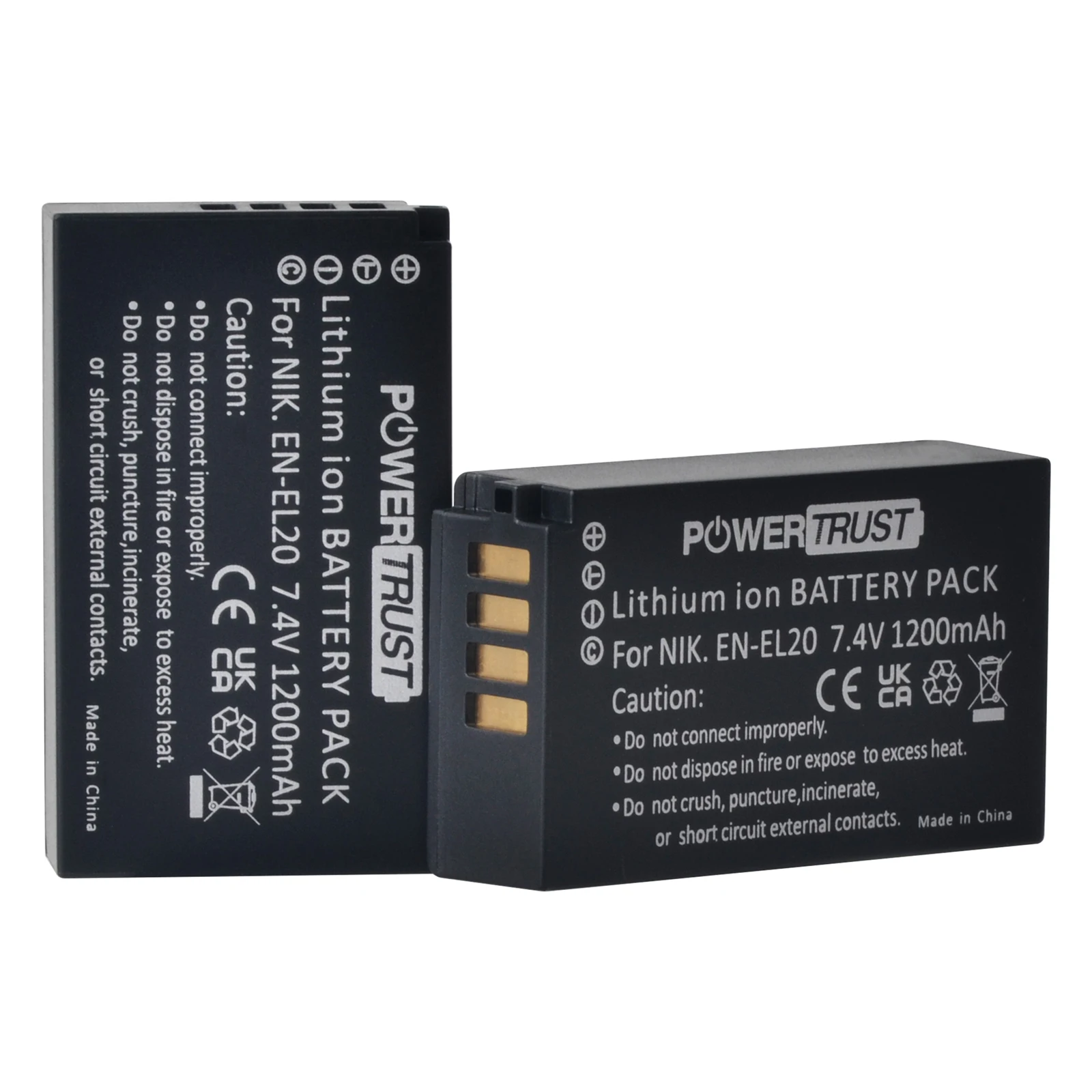 PowerTrust 7.4V 1200mAh EN-EL20 Bateria EN EL20 ENEL20 Camera Battery for NIKON 1 J1, 1 J2,1 J3, 1 AW1 Coolpix P1000 P950