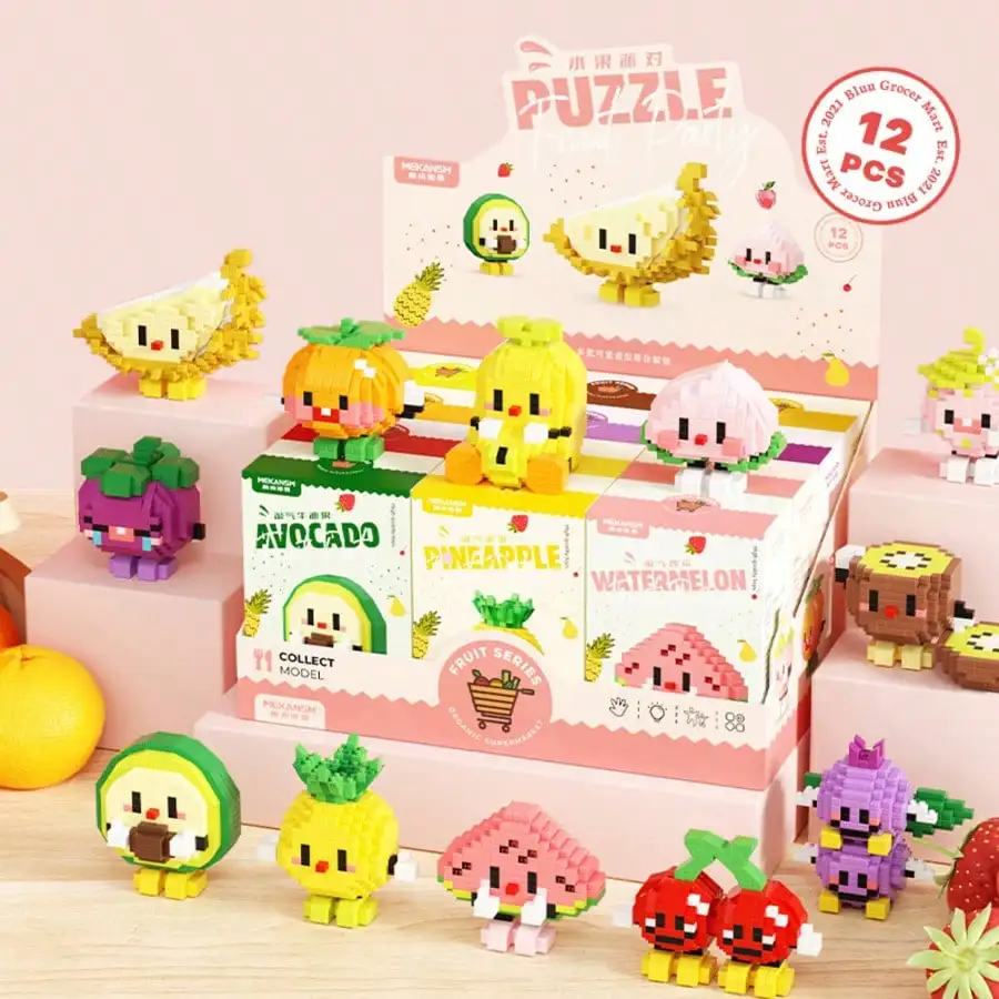 Cute fruit building blocks (pineapple, watermelon, banana, cherry, orange, durian, etc.) DIY birthday gifts, building blocks,
