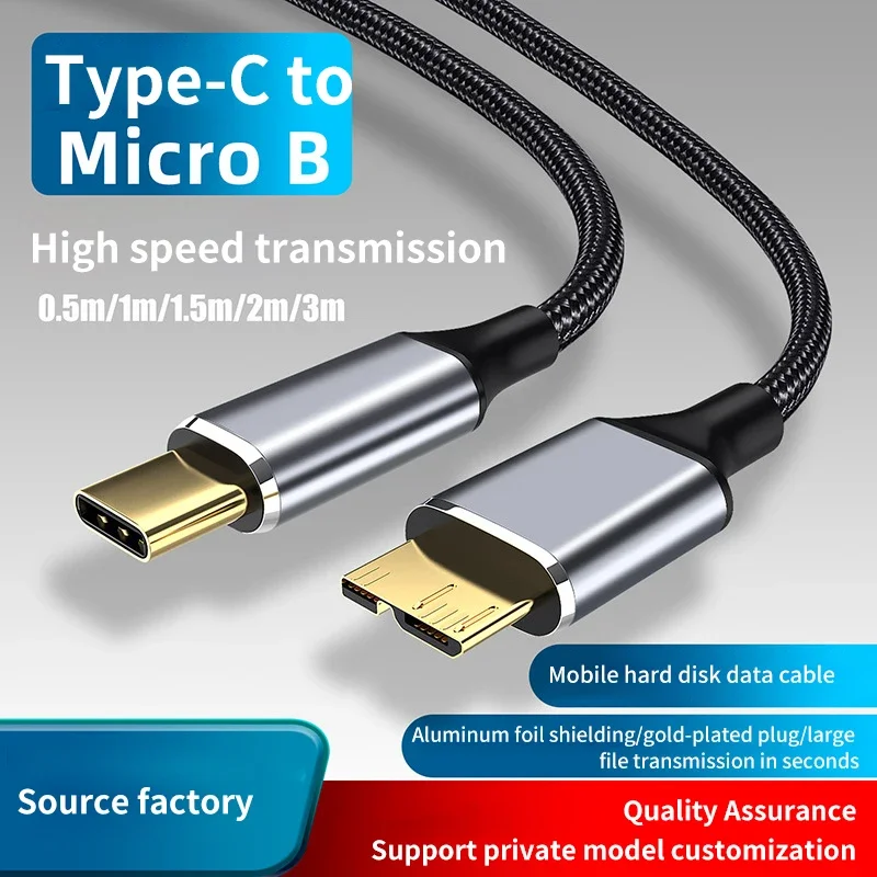USB C to Micro B Data Cable 5Gbps Fast Sync Type-C to USB 3.0 Micro B 3.0 HDD Cable for External Hard Drive Disk Camera SSD Cord