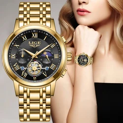 LIGE Watch Women Top Brand Luxury Waterproof Women's Quartz Wristwatches Fashion Military Sports Chronograph Relogios Feminino