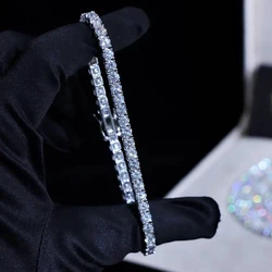 High Quality Iced Out Bling 5A Cubic Zirconia 3MM Tennis Chain Bracelet Hip Hop Mens Women Engagement Luxury Jewlery