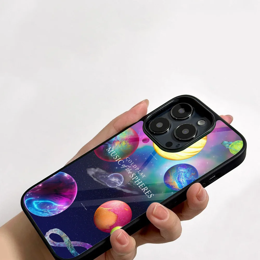 Band C- Coldplay Music Of The Spheres Phone Case For IPhone 11 12 13 14 15 16 Plus Pro Max Mirror Acrylic PC TPU Cover