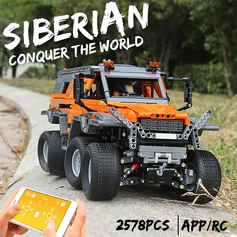 MOULD KING 10388 MOC APP RC Off-Road Avtoros Shaman 8x8 Siberia Car Building Blocks Bricks Puzzle Toys Christmas Gifts For Kids