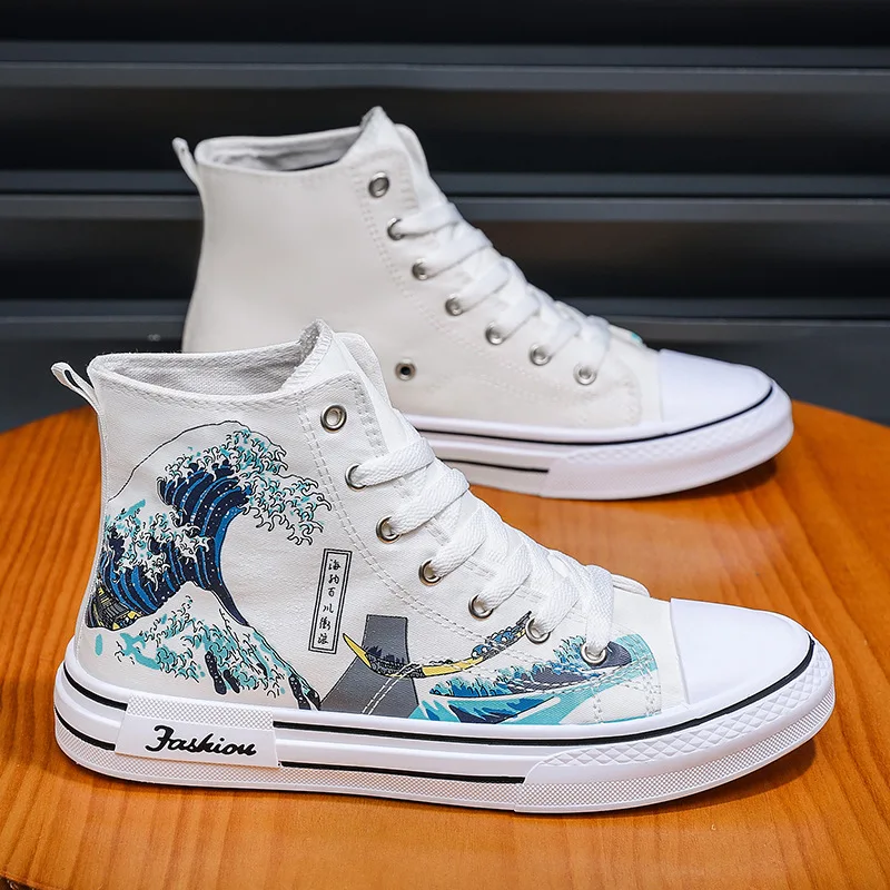 Men Shoes High-Top Canvas Shoes 2026 Fashion Breathable Flat Male Sneakers Outdoor Non-slip Running Shoe Lace-up Platform Shoes - view 5