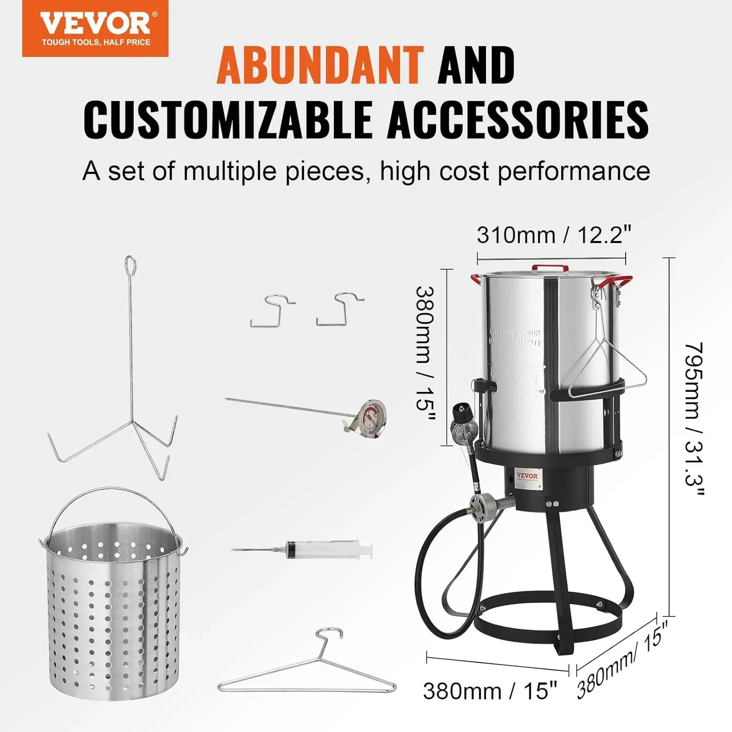 Seafood Boiling Kit & Turkey Fryer, 30-qt Boiler Steamer Cooker Set, Outdoor Aluminum Frying Pot, 54,000 BTU Burner Propane Gas