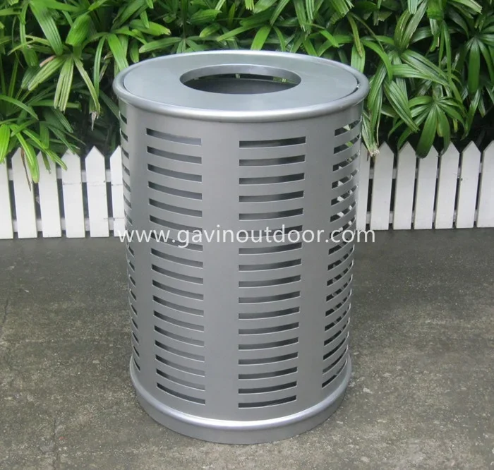 36 Gallon Capacity Large Outdoor Metal Steel Garbage Waste Bins Park and Street Waste Container