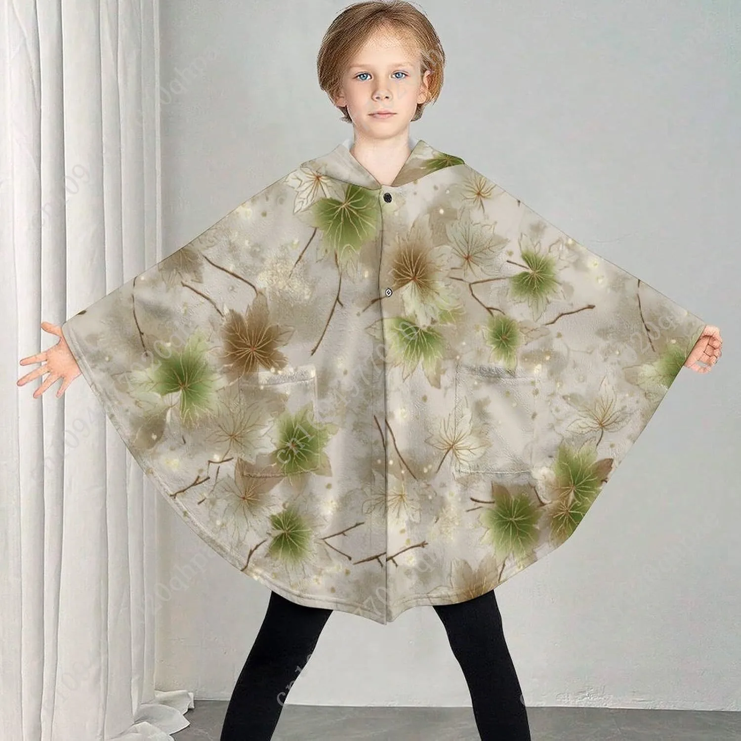 Уютный фланелевой свитер-одеяло, винтажная толстовка большого размера с цветочным принтом и карманами для детей и подростков