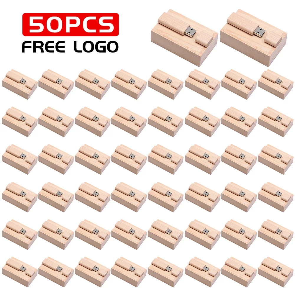 Free Custom LOGO 50 PCS LOT Creativity Round Wooden USB 2.0 + Box USB Pen Drive 4GB 8GB 16GB Wholesale USB Flash Drive 16GB 32GB