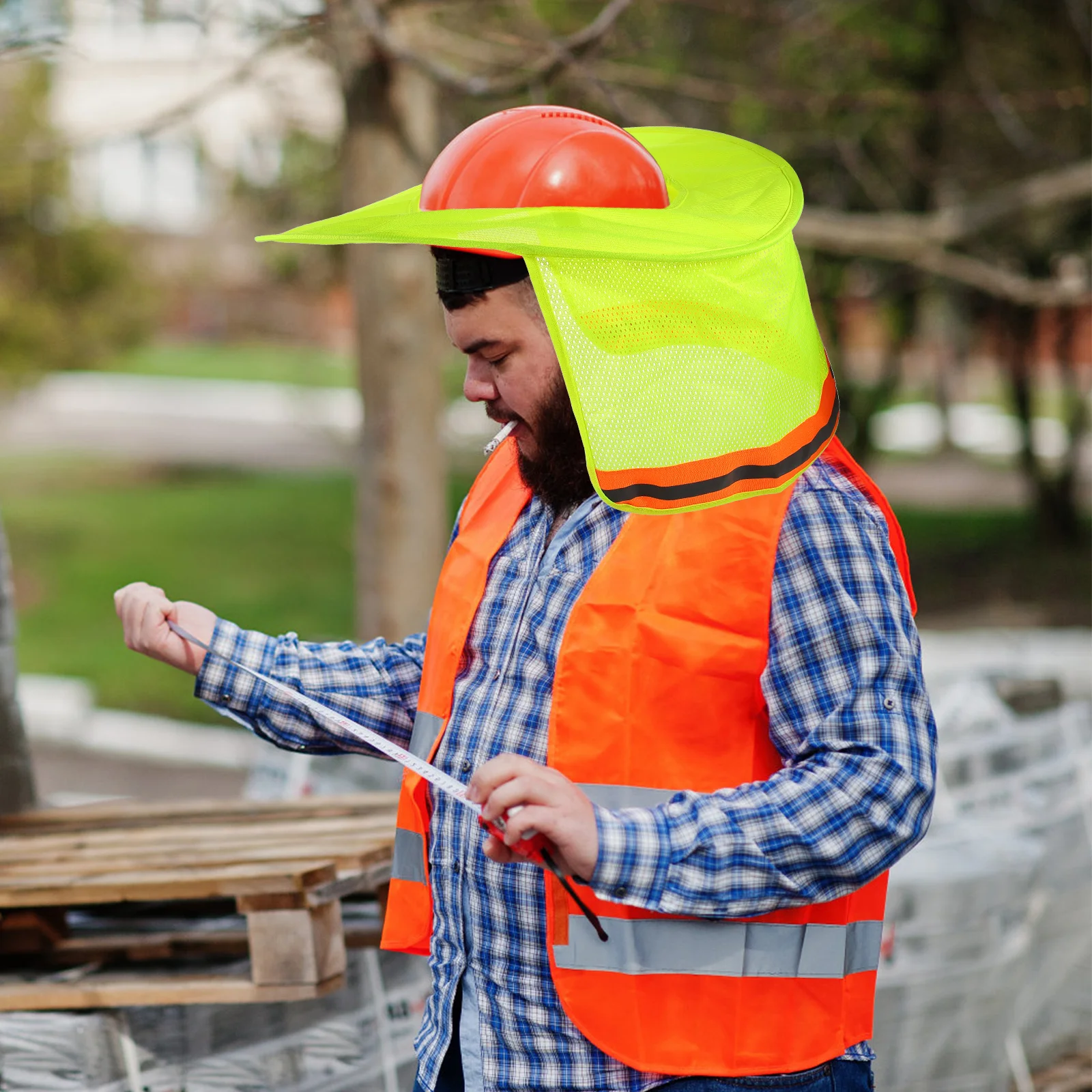 

Breathable Mesh Hat Cover High Visibility Reflective Stripe Hardhat Protector Cover Neck Shield