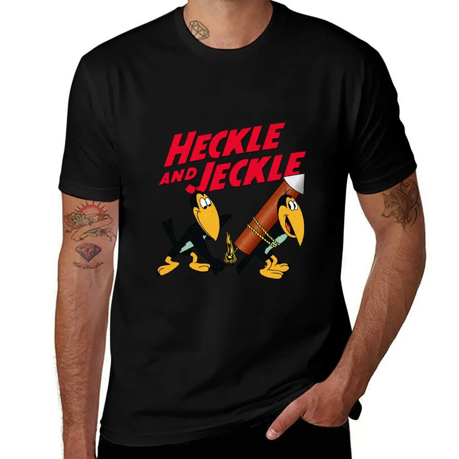 

Heckle and Jeckle Cartoon Magpie Characters and Logotype from The 50s T-Shirt Minimalist Graphic Tee Shirt