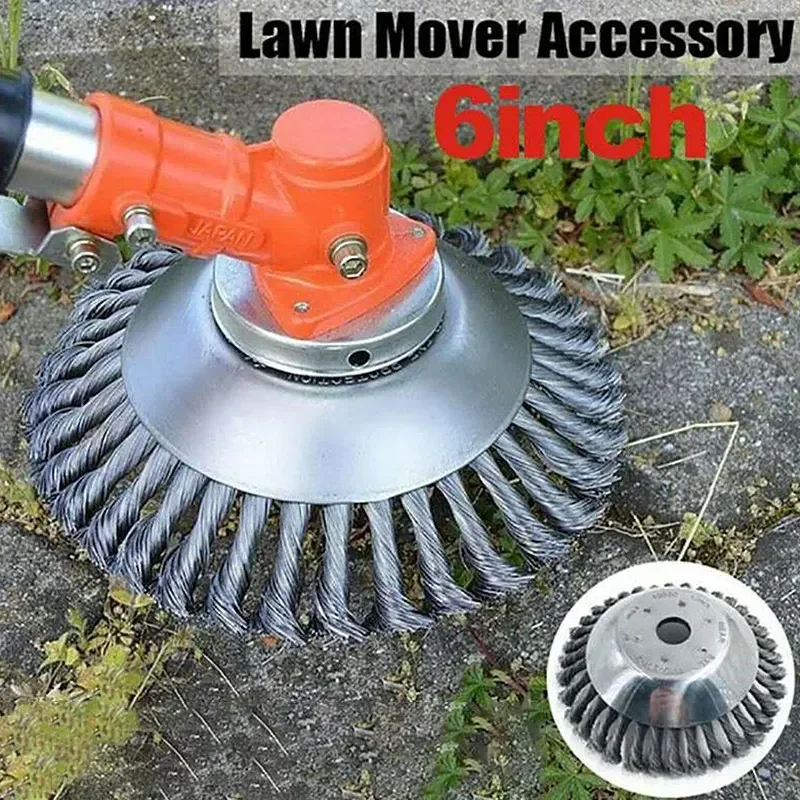 

6/8 Inch Universal Steel Weed Brush Cutter Head Lawn Mower Grass Trimmer Head Wire Wheel Brush Disc Garden Trimmer Heads