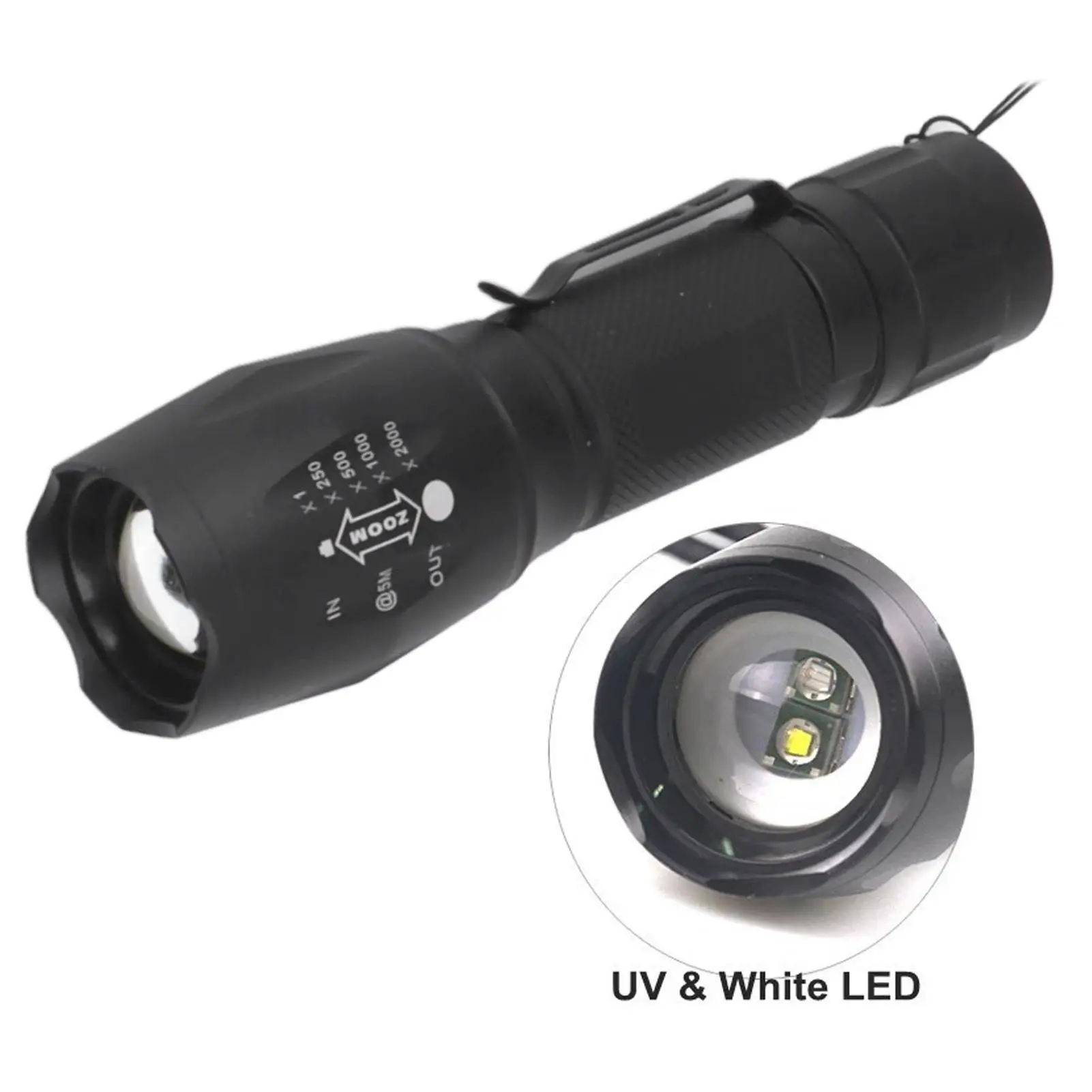 395nm Ultraviolet Flashlight - 2-in-1 Retractable Aluminum Alloy Light for Stain Detection & Bill Verification
