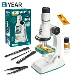 Microscopio portatile 1200x oculare HD per bambini, esperimenti di educazione scientifica, set di esplorazione, giocattoli regalo