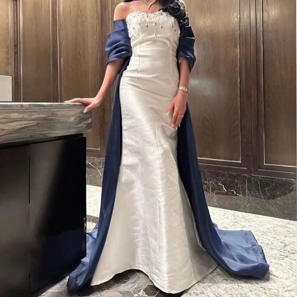 Customized Modern Panel Train Pleats Crystal Evening Dresses Elegant Sweetheart Half Sleeves Party Gowns فساتين سهره نسائيه فخمة