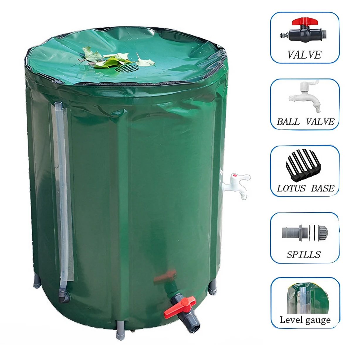 Flexible Rain Barrel Collapsible Water Tank Rain Collection Tank Strong PVC Rainwater Harvesting UV-resistant High-toughness