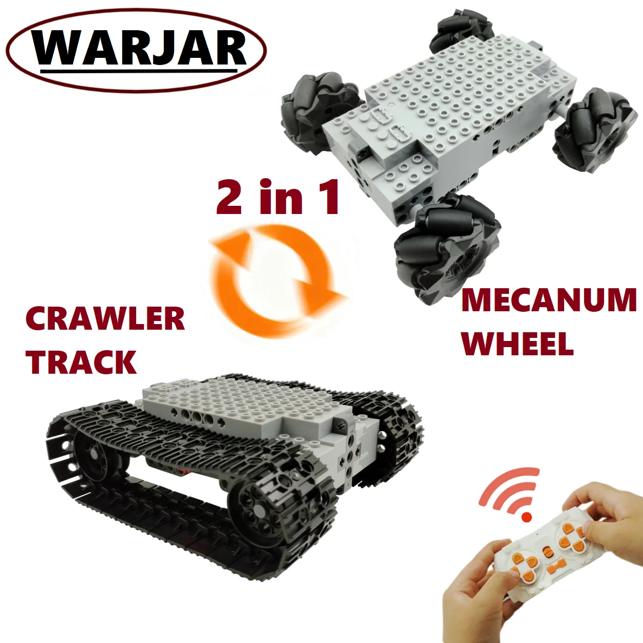 

2IN1 Universal Technical Building Block Chassis Electric Omnidirectional Mecanum Wheels 4WD RC Vehicle Crawler Tank Excavator
