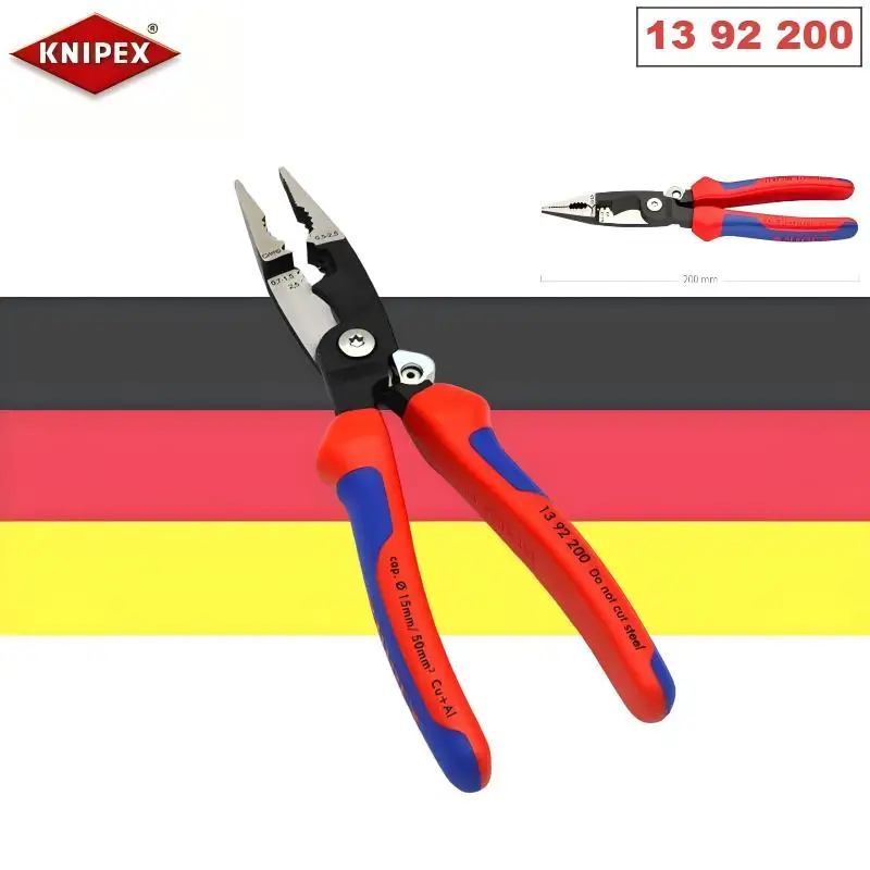 

KNIPEX 13 92 200 Multi-purpose Needle Nose Pliers Spring Loaded Soft Grip Handles For Professional Electrical Installation Work