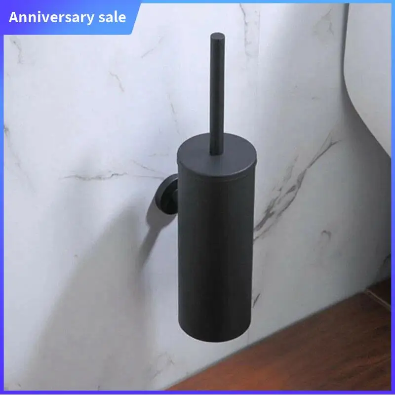 

Black Toilet Brush Holder Steel Cleaning Tool Durable Vertical Mounted Wall Bathroom Toilet Brush