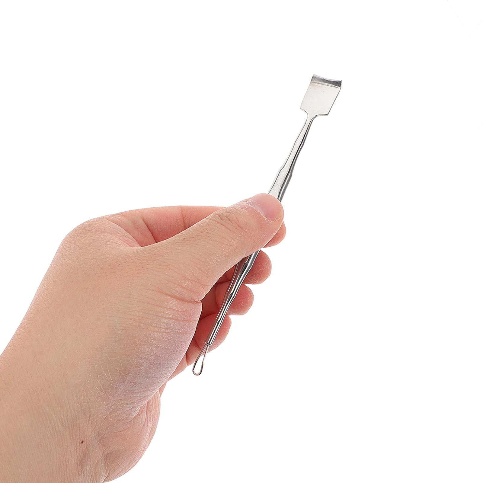 Pulitore per brufoli facciali Vanga in acciaio inossidabile Raschietto per punti neri a doppia estremità Estrattore di punti neri Strumento per la pulizia dei brufoli in metallo