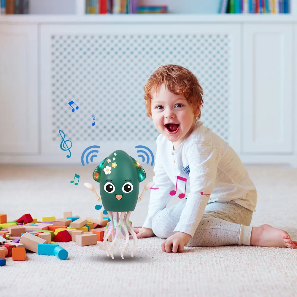 Dancing Funny Octopus Toy Smart Obstacle Avoidance Cartoon Interactive Moving Toys Education Toddler Octopus Toy for Kid Gift
