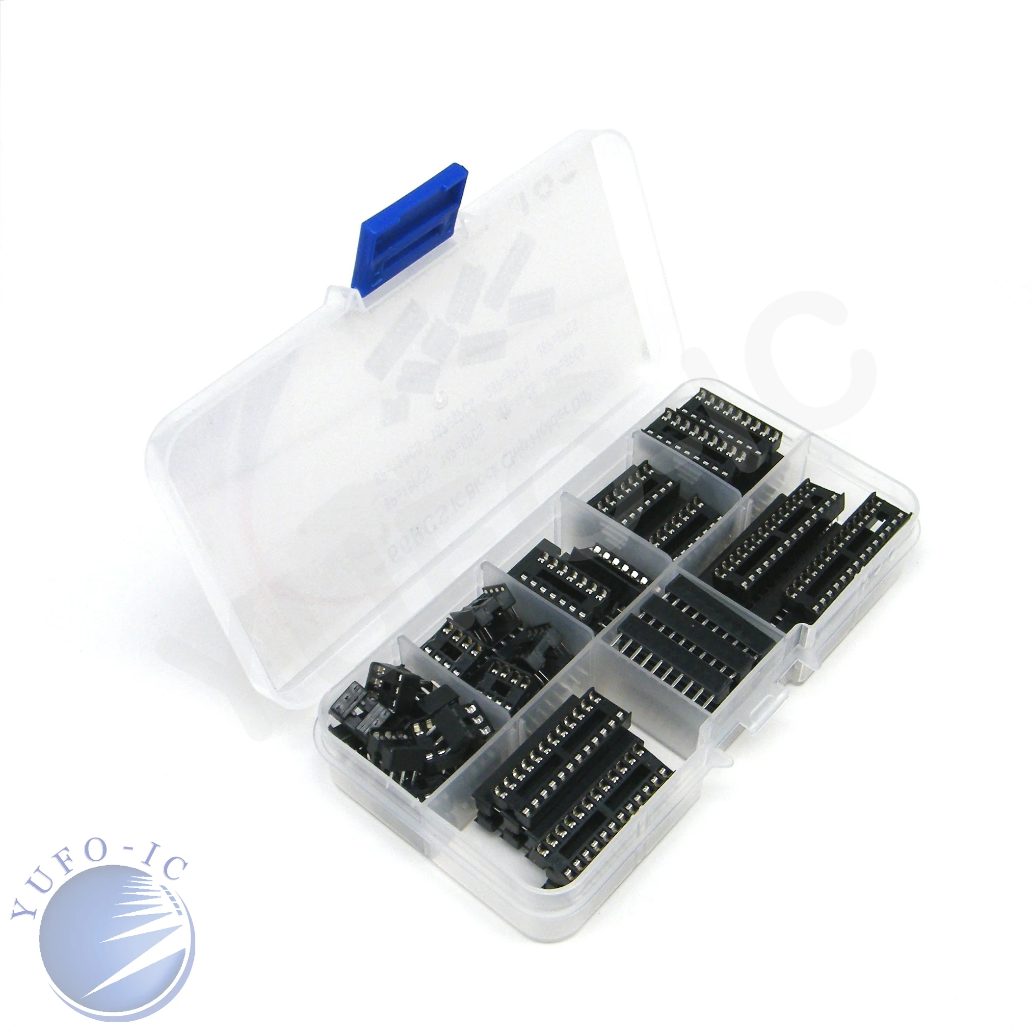 8values 66pcs IC Socket Box Kit 2.54mm Adapter 6pin 8pin 14pin 16pin 18pin 20pin 24pin 28pin Plug-in Ic Block Chip Holder Dip