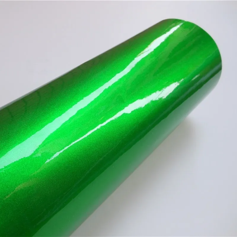 Ultra Apple Green Glossy Metallic Vinyl Wrap Car Wrapping Film Foil Vehicle Sticker Decal Motor Computer Furniture Auto Graphic