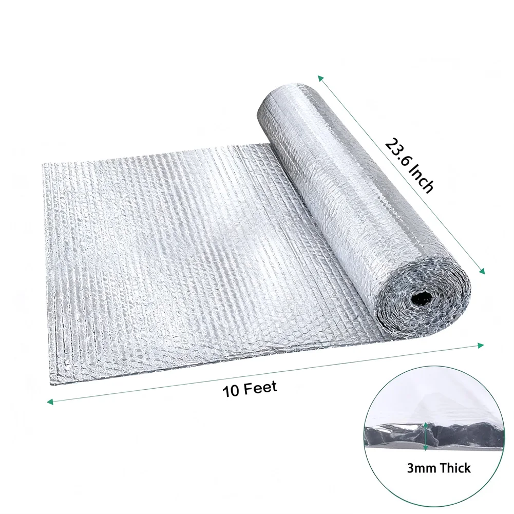 Heat reflective double layer aluminum foil insulation film 3mm thickness designed for windows and door surfaces