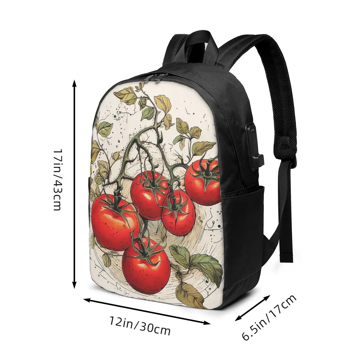 Vintage Tomato Realistic Style Backpack Travel Notebook Bag Computer College Student School Bag Laptop Shoulder Bags Men Women