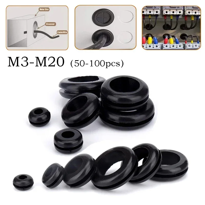 

50/100pcs Black O Rings Rubber Washer Seals Gasket Grommet Electrical Gasket O-Rings Seals Tools M3-M20