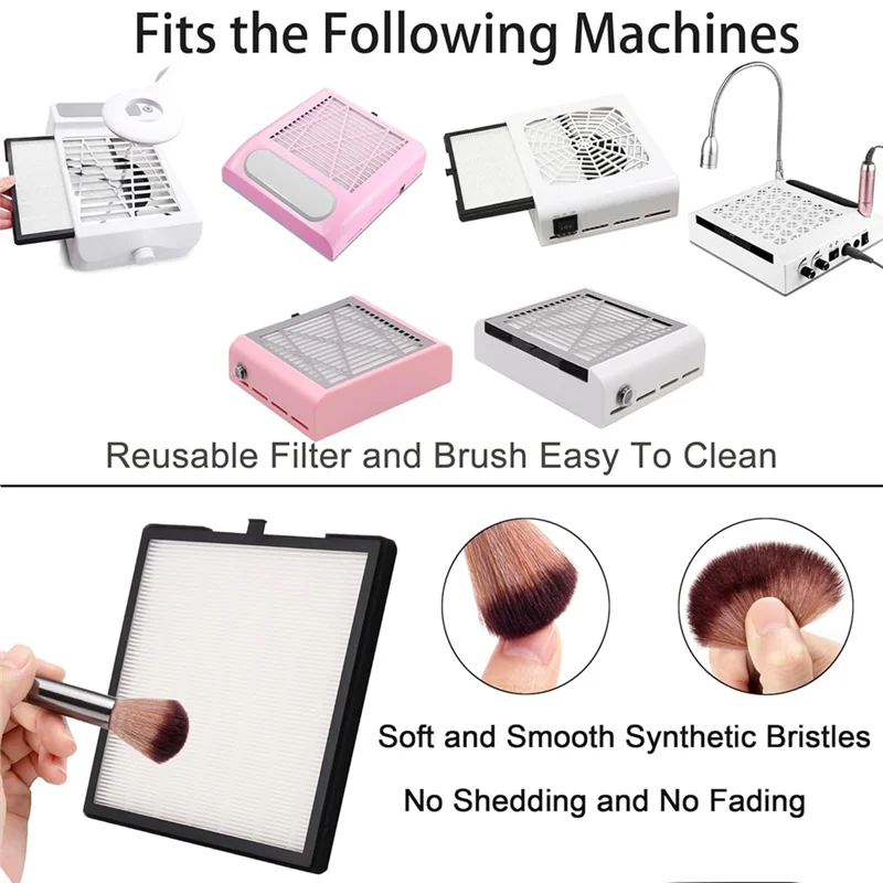 B90B-2 Pack Nail Dust Collector Filter Reusable Replacement Filter For Nail Dust Vacuum Machine For Nail Salon Nail Dust Extract