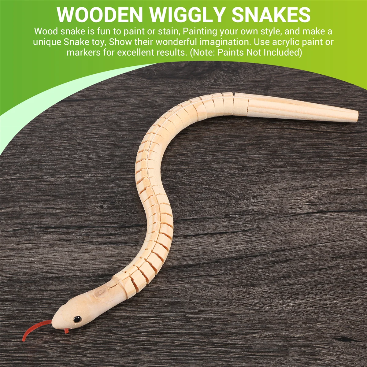 New User~10Pcs 12 Inch Unfinished Wooden Wiggly Snakes Jointed Flexible Wooden Snake Blank Animal Model Crafts Toys for Arts