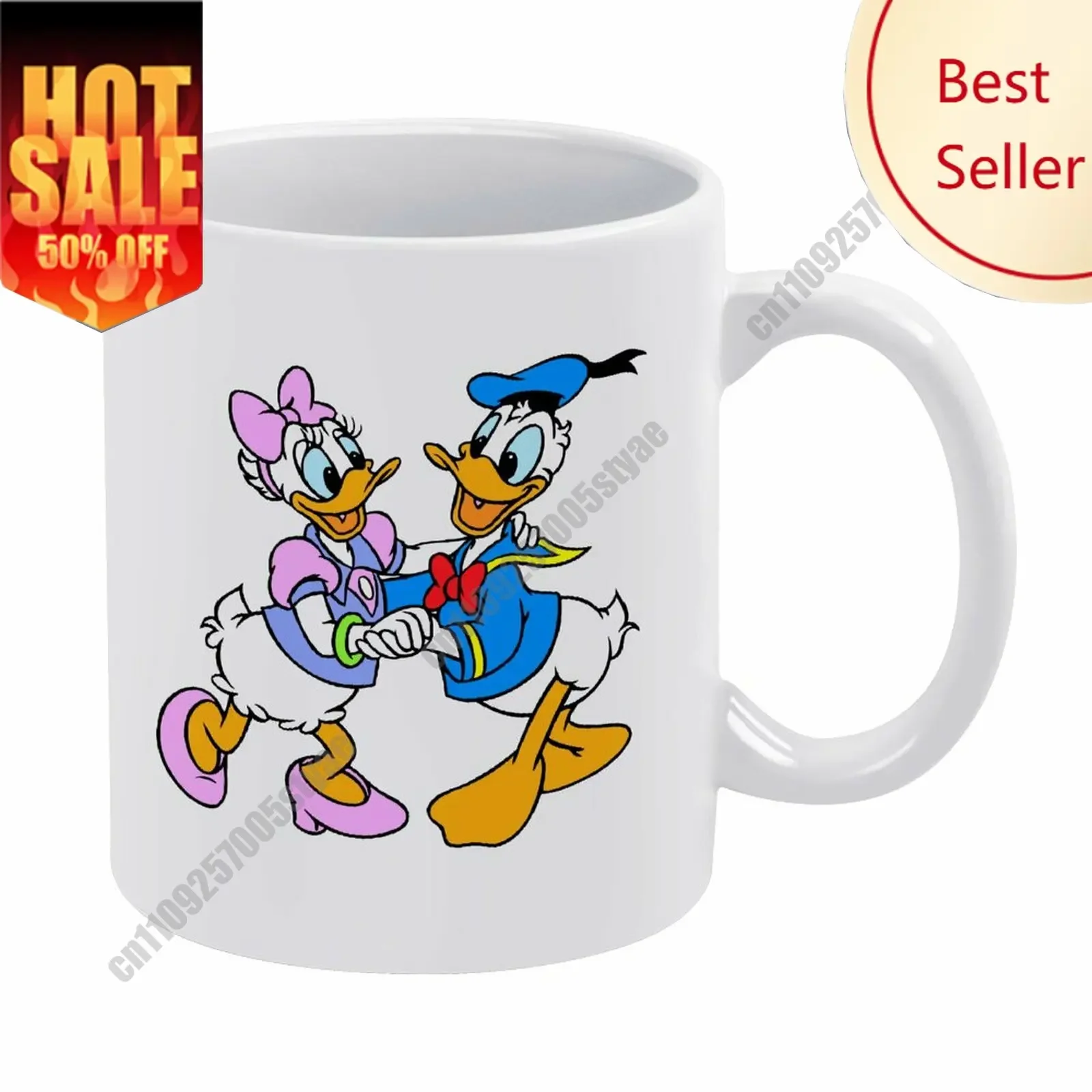 

Donald Duck And Daisy Duck Mug Disney Cartoon Customization Upload Your Own Image Logo Text Coffee Cup Holidays Ceramic Cup
