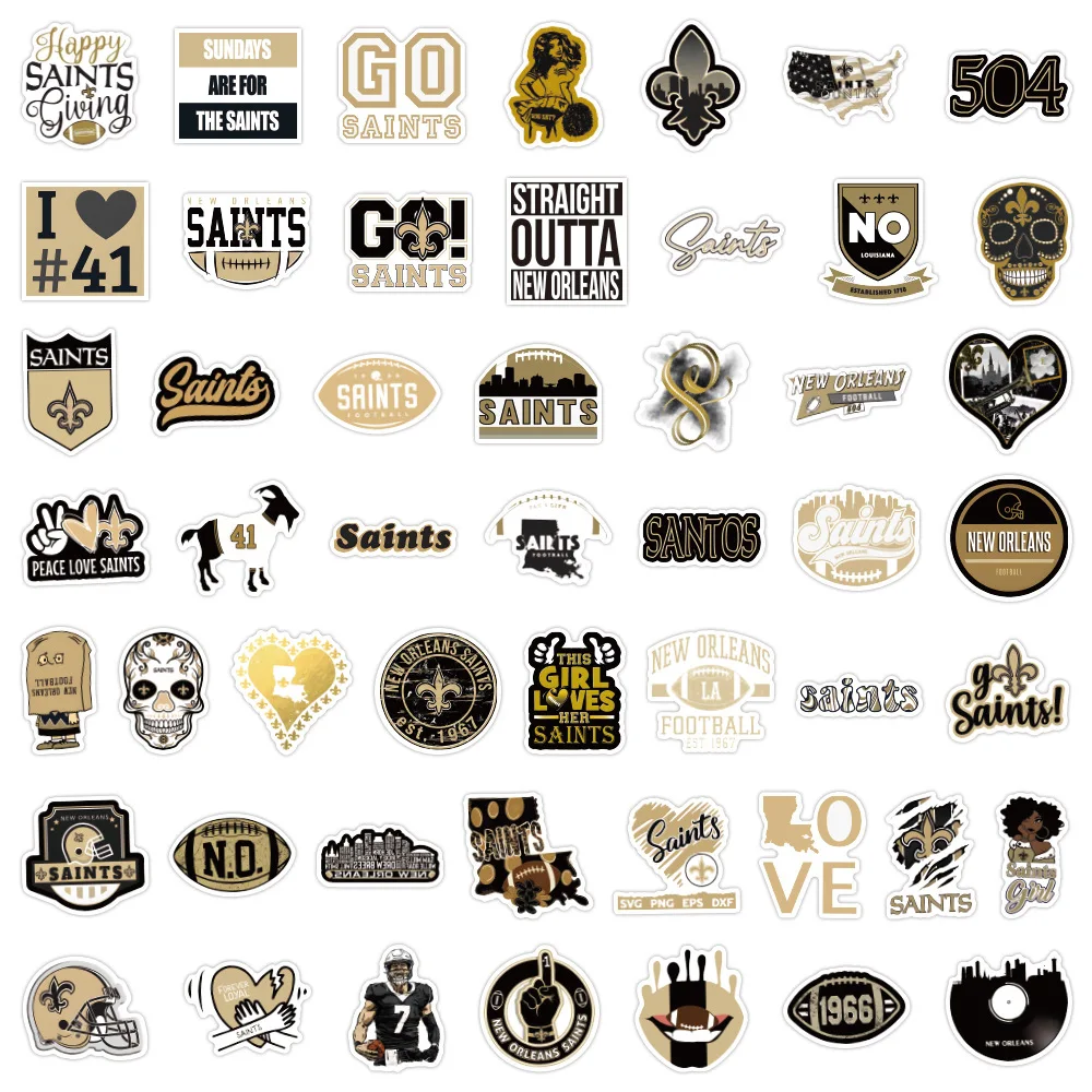 100PCS American Football New Orleans Saints Sticker Graffiti Stickers PVC Decal Luggage Laptop Waterproof Cool Kid Sticker Toys