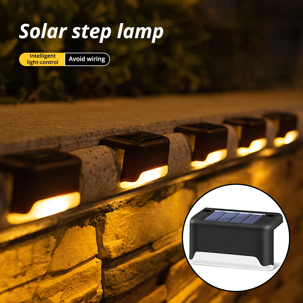 Imagem -02 - Solar Led Stair Lights para Jardim ao ar Livre Indução Branca Quente Impermeável Decoração Lâmpadas Parede Villa Cerca Atmosfera de Natal