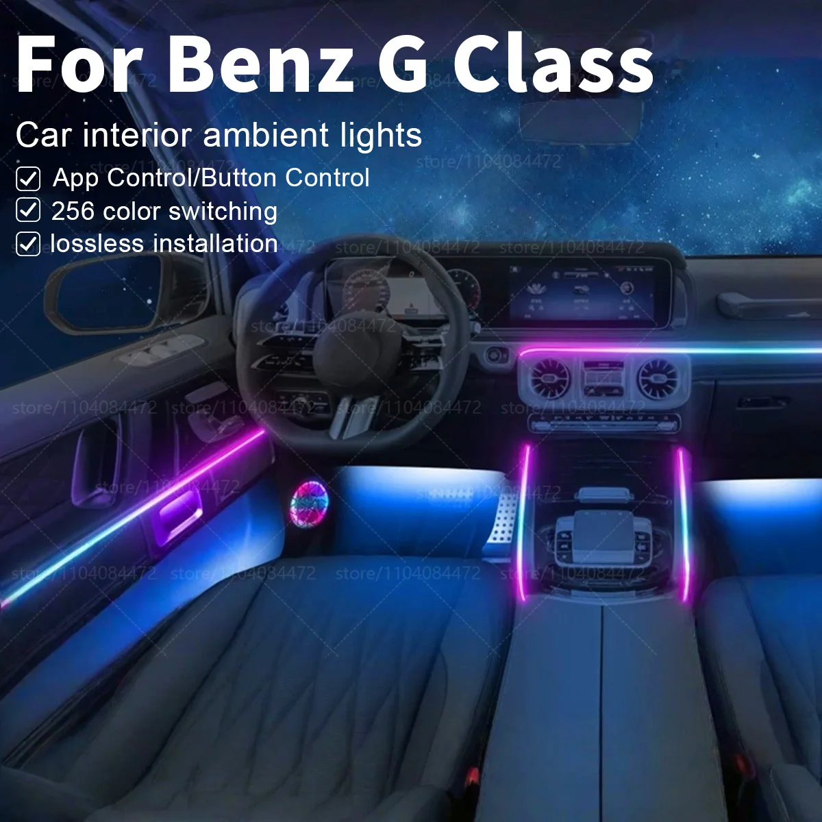 

Для Mercedes-Benz G Class 22in1 RGB салон автомобиля акриловые автомобильные окружающие освещение RGB скрытая акриловая полоса декоративные аксессуары