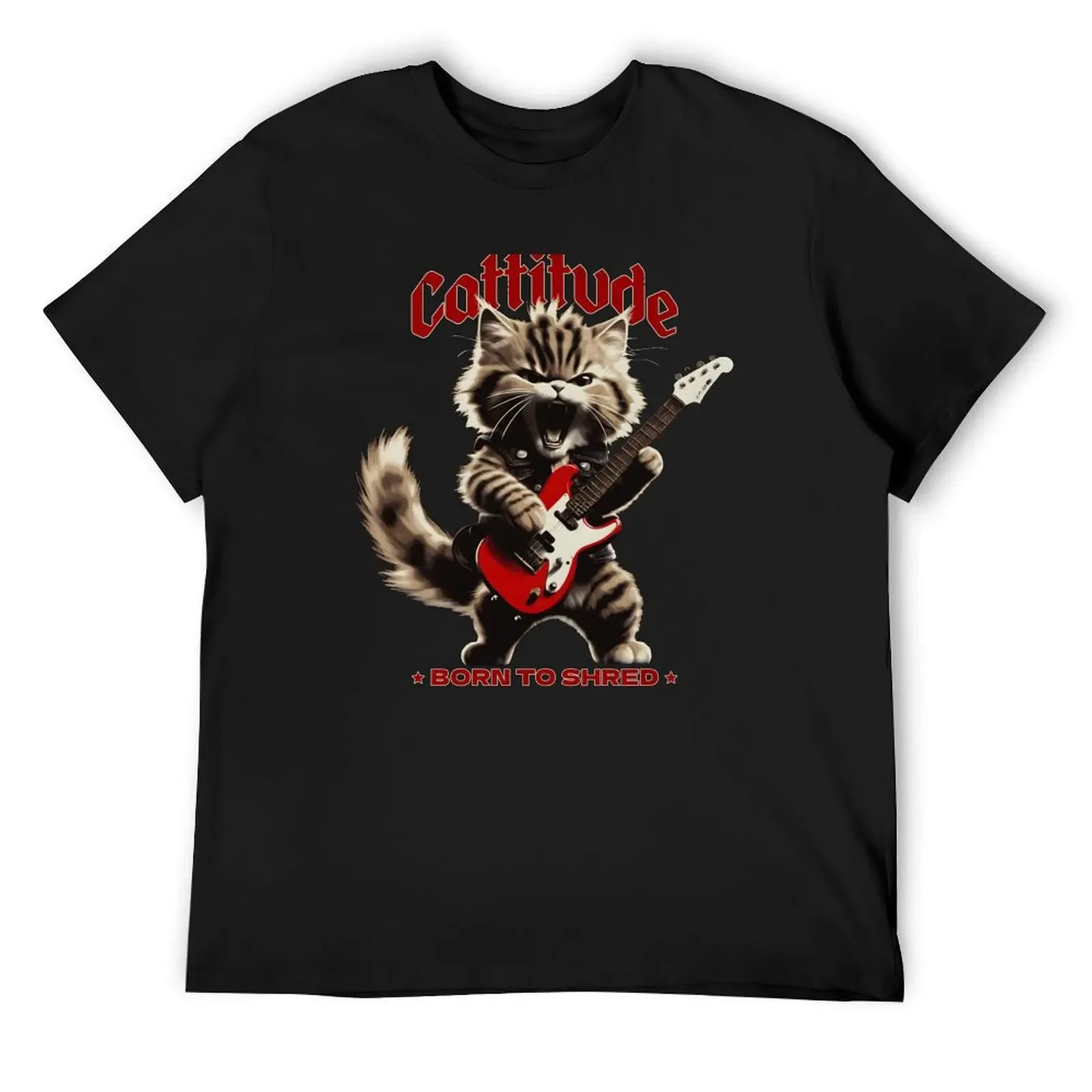 

Cattitude - Born To Shred - Rock And Roll Cat T-Shirt anime stuff blacks mens t shirt graphic