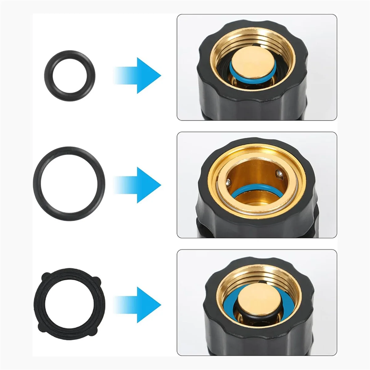 Garden Hose Quick Connect Fittings with Water Stop, Metal Hose Quick-Connect Fittings, 3/4 Inch GHT Quick Connector Set