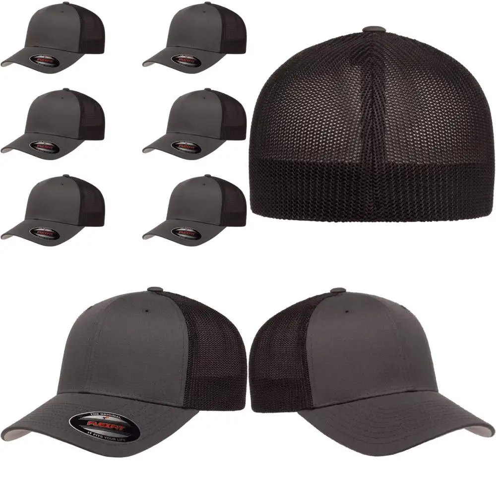 Casquette de camionneur en maille extensible avec design à profil moyen, option de paquet en vrac disponible pour un chapeau ajusté