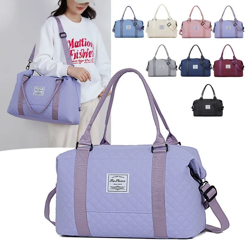 

Портативная спортивная сумка через плечо для женщин, вместительная дорожная сумка для коротких поездок с отделением для мокрых и сухих вещей и карманом для обуви, для занятий йогой