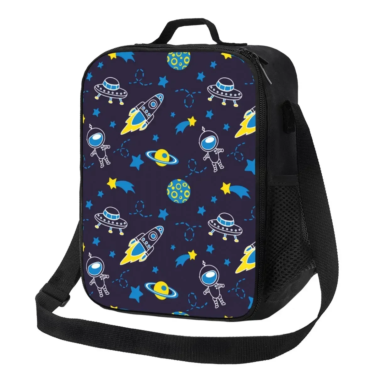 Space Spaceship Astronaut Portable Lunch Boxes Universe Planet Rocket Cooler Thermal Food Insulated Lunch Bag Kids School