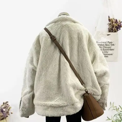 معاطف الدنيم للمرأة طويلة الفراء أفخم المرأة الشتاء فضفاضة تناسب الفرنسية شيك الحضرية السفر التجفيف السريع مقنعين مبطن رقيق الستر