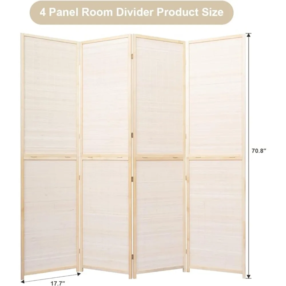 Screen Room Divider, 4 Panel Privacy Screen, 5.6FT Portable Freestanding Wall Divider for Room Separation, Plum Blossom Design