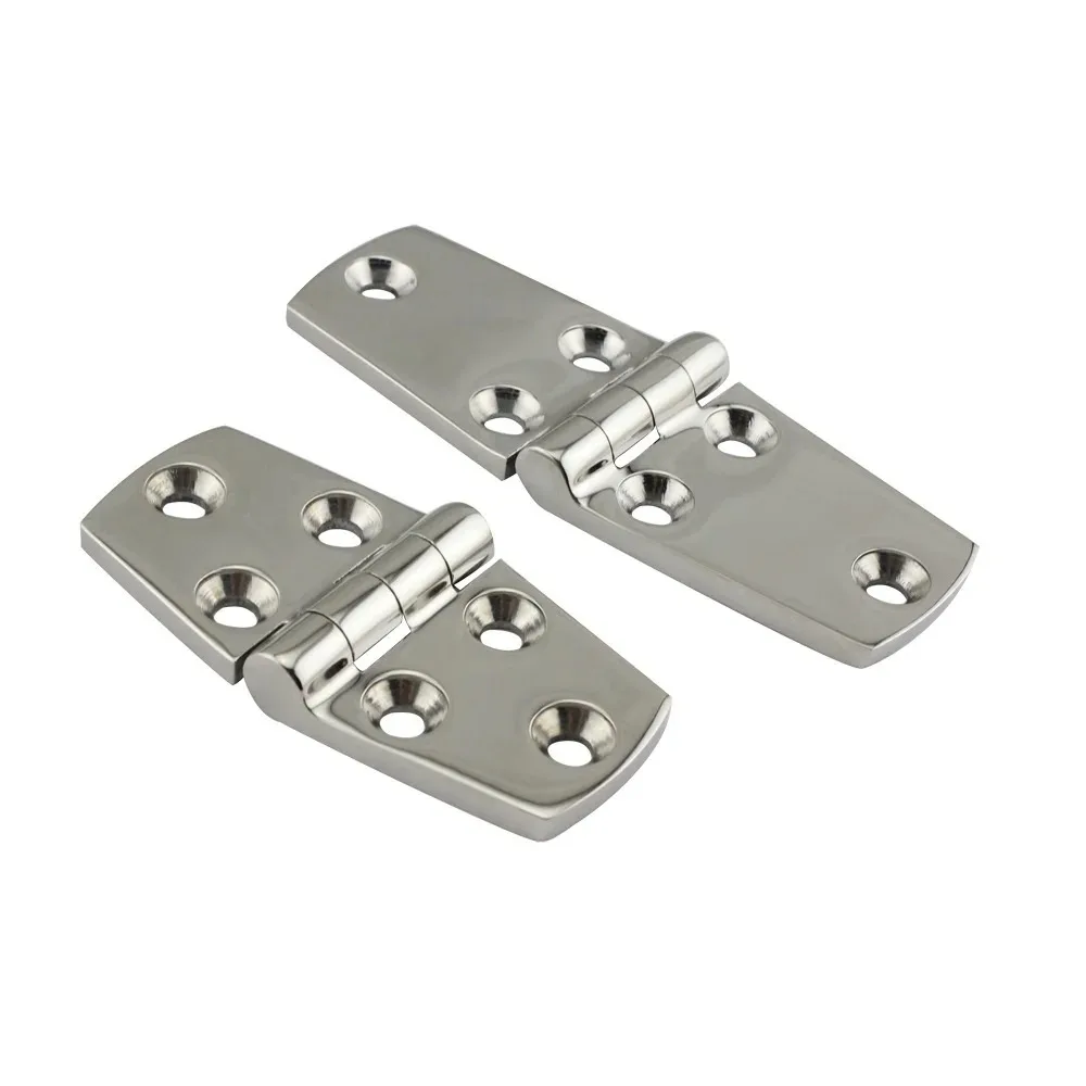Bisagra  correa  puerta fundida  acero inoxidable 316, 2 piezas, con 6 agujeros, 76mm, 102mm, pulido  espejo, bisagras m