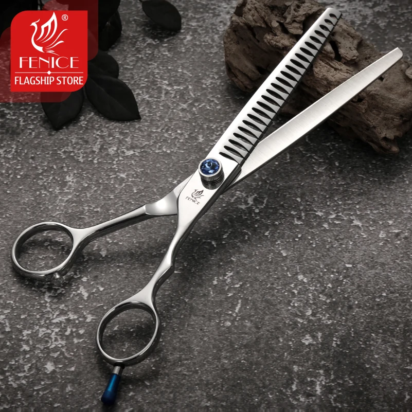 Fenice 7.0/7.5/8.0 inch Professional Dogs Positionable Chunker Grooming Scissors Thinning Shears for Dogs/Cats Thinning Rate 80%