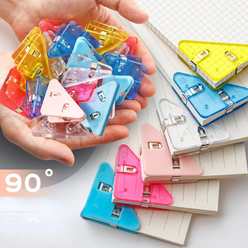 

5Pcs Creative Triangle Clips Bill Clip Book Paper Corner Binder Clip for Desk Storage Shelf Office Stationery Desktop Organizer